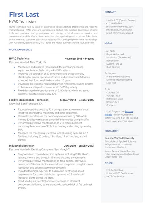 3 HVAC CV Examples for 2025 | Resume Worded