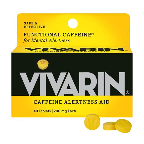 Vivarin Caffeine Pills (40 Ct) - Stay Awake, Alert & Boost Night ...