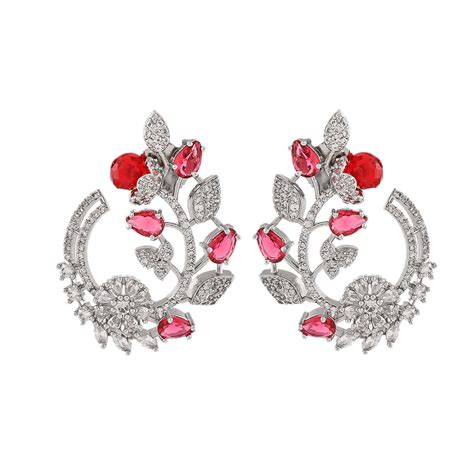 Sparkling Elegance Teardrop Cut Pink and White CZ Earrings – VOYLLA
