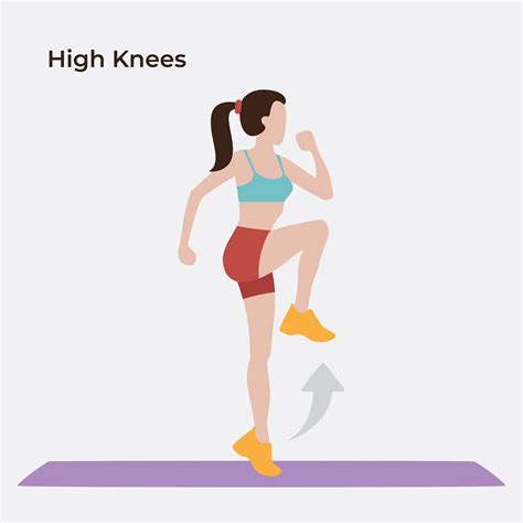 High knees exersice, Exercise workout, Vector illustraion (1665975262 ...