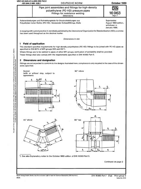 DIN 16963 - Part 1 - Pipe joints and elements for HDPE pipeline - Docsity