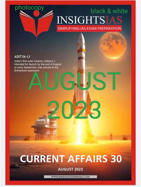 Buy Insight Ias Current Affairs ( August 2023 ) in English b&w Book ...