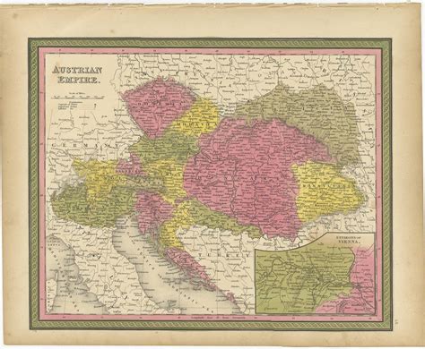 Colourful Old Map of the Austrian Empire, with an Inset Map of Vienna, 1846 at 1stDibs | austria ...