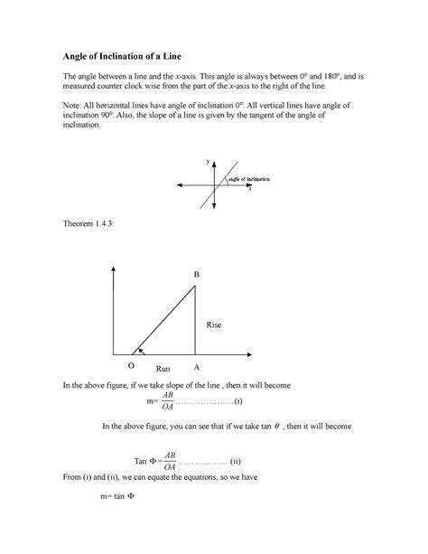 1.angle of inclination - Angle of Inclination of a Line The angle ...