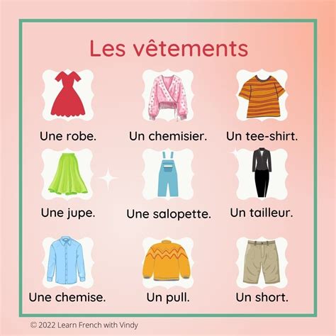 Les vêtements. | Basic french words, French practice, Learn french