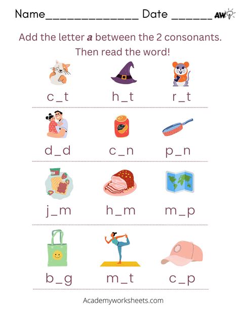 Short a Phonics Worksheets CVC - Academy Worksheets
