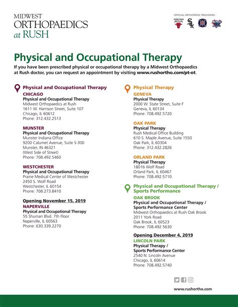 Midwest Orthopedics at Rush Physical and Occupational Therapy Locations ...