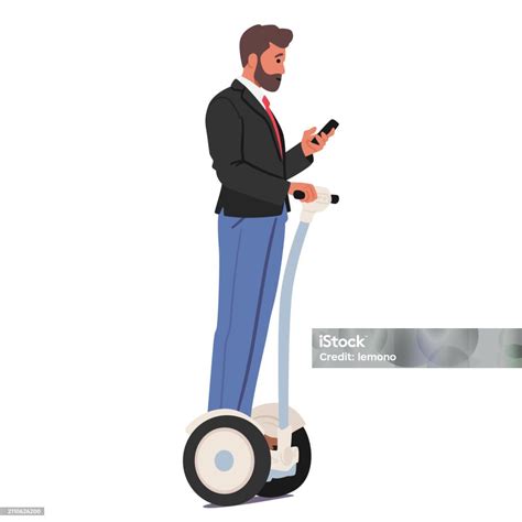 Businessman Character Clad In A Tailored Suit Smoothly Glides On A ...