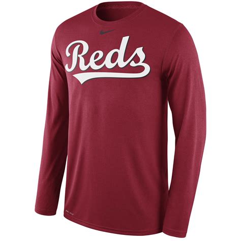 Nike Cincinnati Reds Red Legend Wordmark 1.6 Long Sleeve Performance T ...