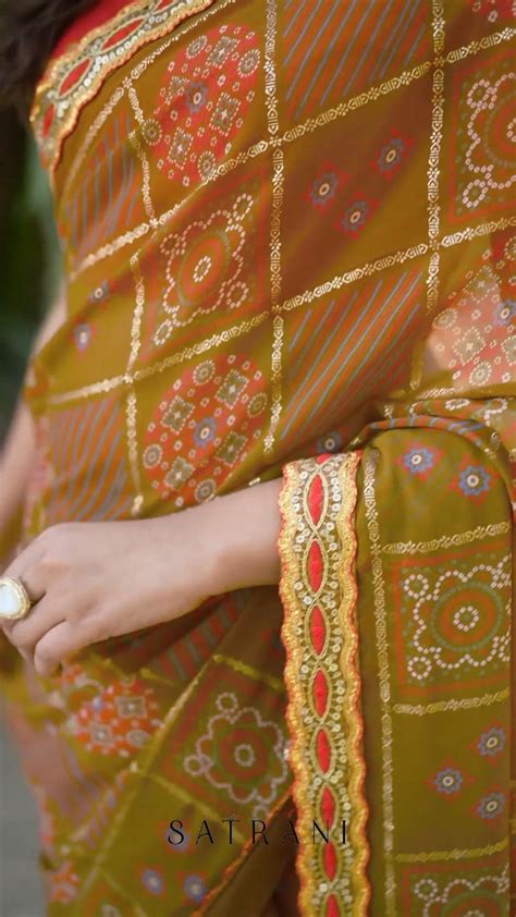 Watch Satrani Women's Georgette Foil Printed Bandhani Saree on Amazon Live