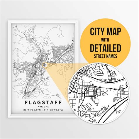 Printable Map of Flagstaff, Arizona, USA With Street Names - Instant ...