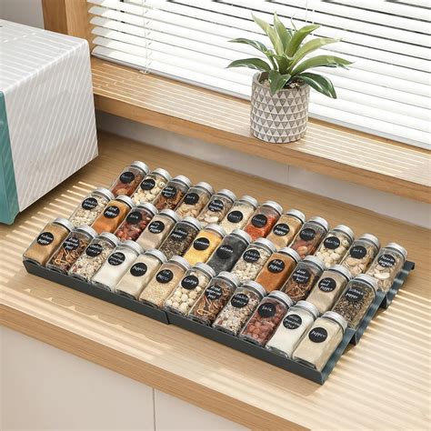 Famhap Spice Drawer Organizer, 6 Tier Expandable Seasoning Rack Tray ...