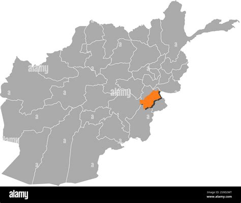 Map of Afghanistan with the provinces, Paktia is highlighted by orange Stock Vector Image & Art ...
