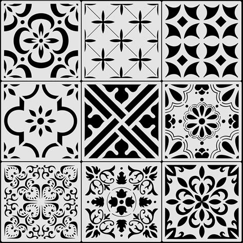 Buy 9 Pieces Floor Painting Stencils Large Tile Stencils Wall Drawing ...