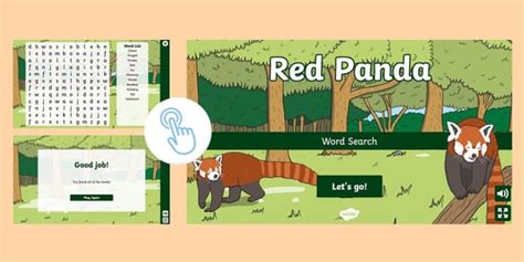 An Interesting Interactive Red Panda Word Search | Twinkl