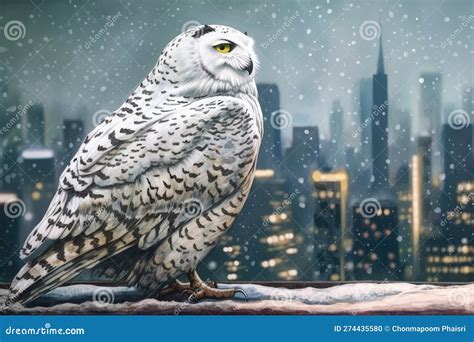 Top 20 Snowy Owl Action in the City, Watercolor Predator Animals Wildlife. Stock Illustration ...