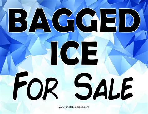 Bagged Ice For Sale - Printable Signs