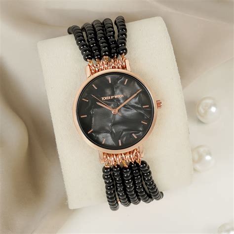 Alessandra Black MOP Dial Single Wrap Rose Gold Pearl Watch – Joker & Witch