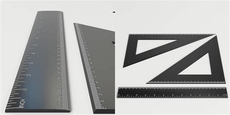 Drafting Ruler and Squares set 3D Model $9 - .unknown .blend .fbx .obj ...