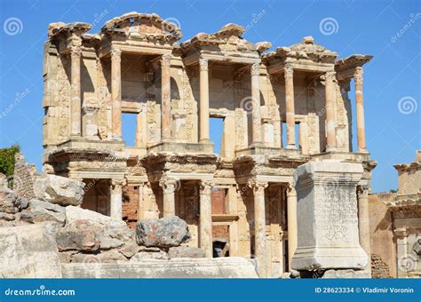 Roman Library of Celsus in Ephesus (Efes) Stock Photo - Image of celsus ...