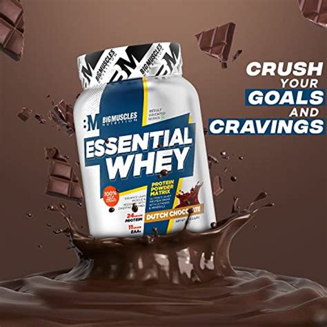 Bigmuscles Nutrition Essential Whey Protein 1Kg [Dutch Chocolate] | 24g ...