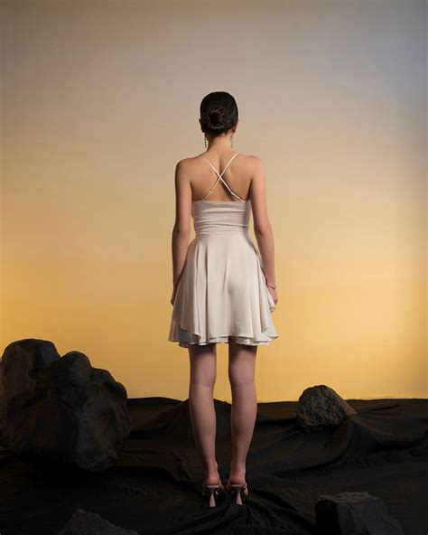 Off White Layered Flared Satin Dress – OhSoFly