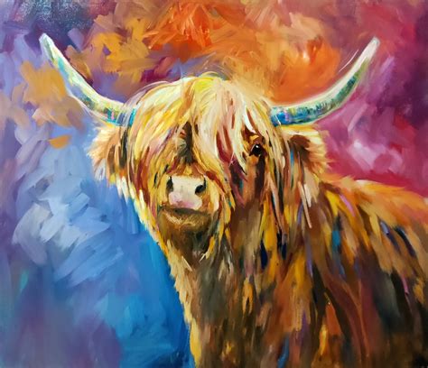 Rainbow Cow Art Canvas — Susan Gardner - Fine Art
