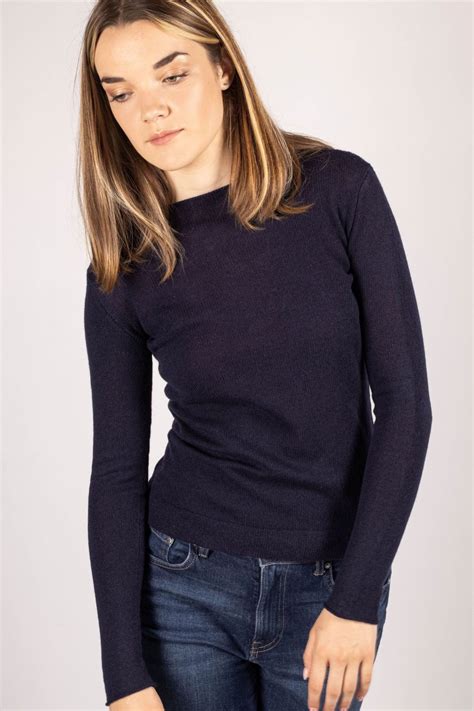 Navy Blue Sweater KAREN - Chic Cashmere Pullover for Women