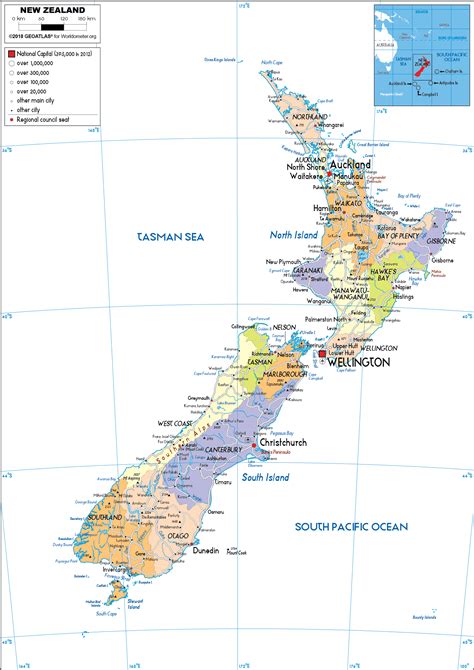 New Zealand Map (Political) - Worldometer