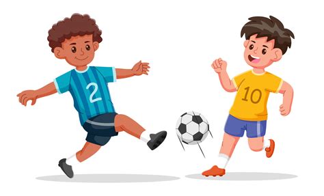Kids Playing Football Cartoon
