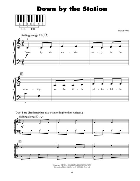 Down By The Station by Traditional Sheet Music for 5-Finger Piano at ...