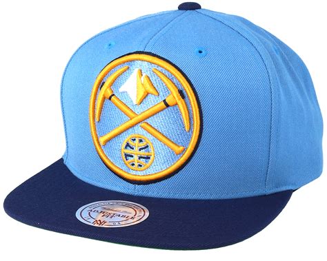 Denver Nuggets XL Logo 2 Tone Dark Navy/Blue Snapback - Mitchell & Ness ...