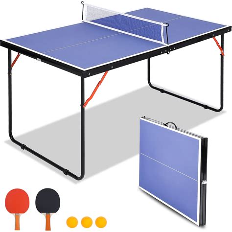 Shininglove 4.5ft Foldable Lightweight Table Tennis Table, Indoor ...