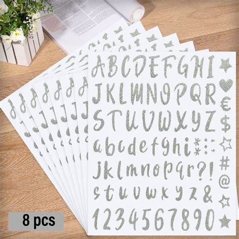 Buy Alphabet Letter Stickers Glitter, 8 Sheets 640 Pieces Glitter ...