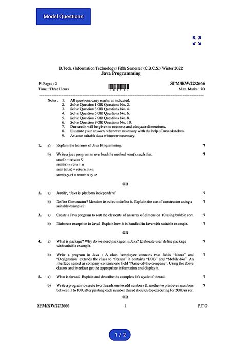 Model Questions K X 3.Tech. (Information Technology) Fifth Semester ...