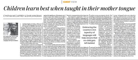 Cynthia McCaffrey & Dhir Jhingran article: Children learn best when ...