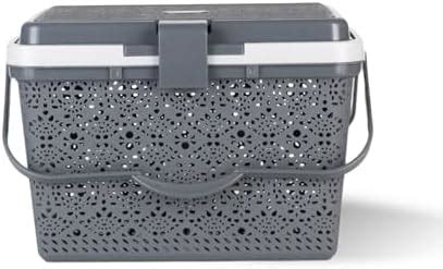 Nayasa Flower Picnic Basket | Plastic Multipurpose Basket With Lid ...