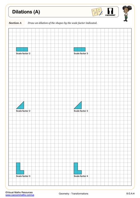 Dilations (A) Worksheet | Fun and Engaging 8th Grade PDF Worksheets ...