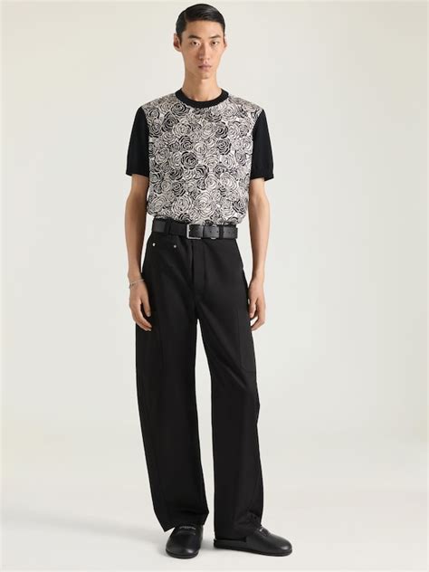 T-shirt in cotton knit with flowers print in - black/ivory | Givenchy US