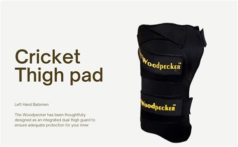 Buy Woodpecker Left Hand Thigh Guard for Cricket,Thigh pad (Black ...