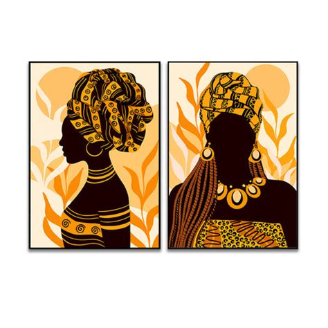 Bohemian Beautiful Ethnic African Woman Wall Art Set of 2 – Decors Mantra