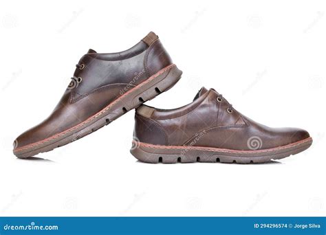 Brown Leather Shoe on White Background Stock Photo - Image of footwear ...