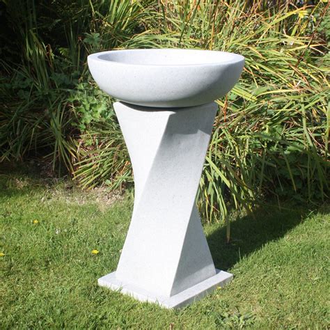 Helix Contemporary Granite Resin Garden Birdbath | Bird bath garden ...