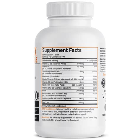 Vitamin B-Complex with Vitamins C and E - 100 Tablets | Vitamins & Supplements | Bronson ...