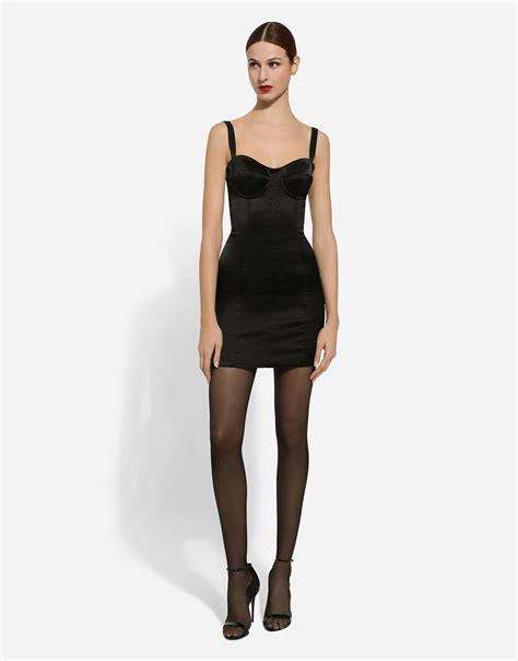 Satin corset minidress in Black for Women | Dolce&Gabbana®