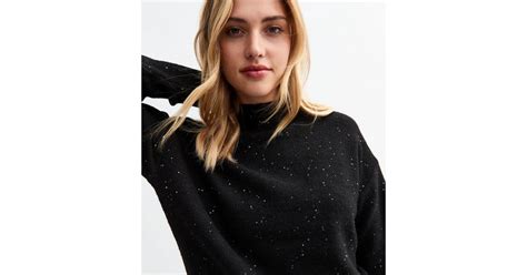 Black Sequin Embellished Knitted Jumper | New Look