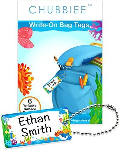 Child ID Bag Tags, Write-On Kids Name Tags for Backpack, Lunchbox ...