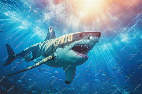 Premium Photo | Great Shark Underwater Underwater Great White Shark in ...