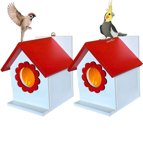 2 Set Bird House red+Green, Perfect for Small Birds, Comfort Place for ...