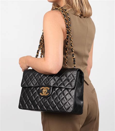 Chanel Black Quilted Lambskin Vintage Maxi Jumbo XL Flap Bag For Sale ...